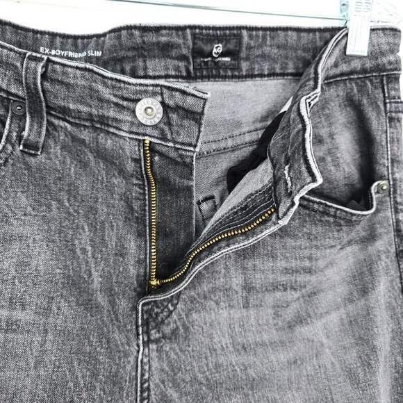 AG Ex Boyfriend Slouchy Slim Jeans in Black Roadway - Picture 9 of 14
